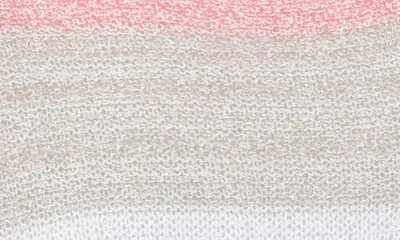 Rain And Rose Stripe Long Sleeve Openwork Knit Top In Fuchsia