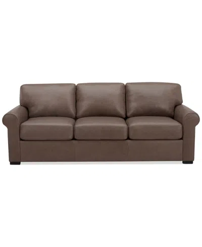 Macy's Radley 86" Leather Roll Arm Sofa, Exclusively At  In Medium Brown