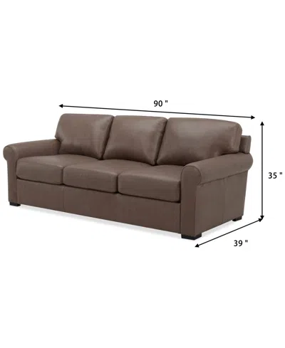 Macy's Radley 86" Leather Roll Arm Sofa, Exclusively At  In Medium Brown