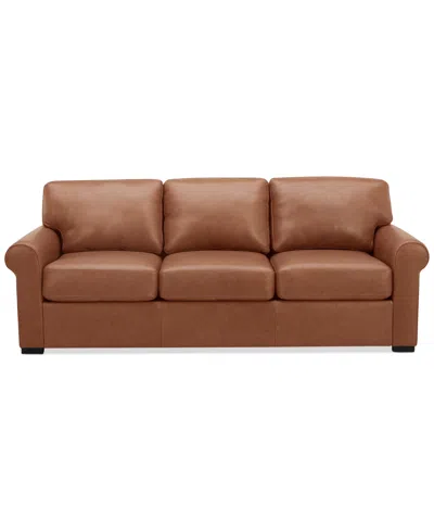 Macy's Radley 86" Leather Roll Arm Sofa, Exclusively At  In Light Tan