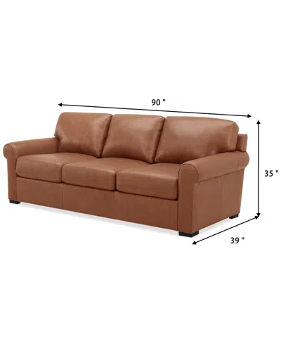 Macy's Radley 86" Leather Roll Arm Sofa, Exclusively At  In Light Tan