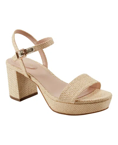 Bandolino Women's Pennie Platform Block Heel Sandals In Light Natural Textile