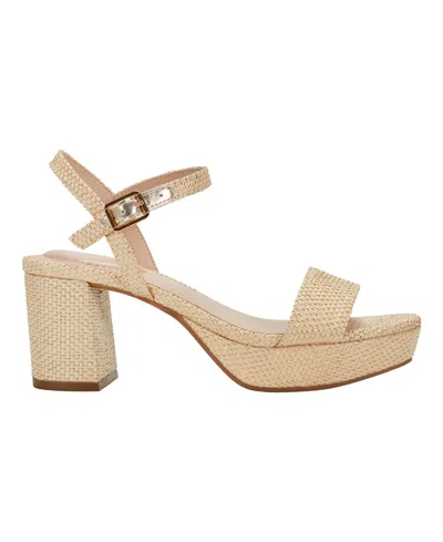 Bandolino Women's Pennie Platform Block Heel Sandals In Light Natural Textile