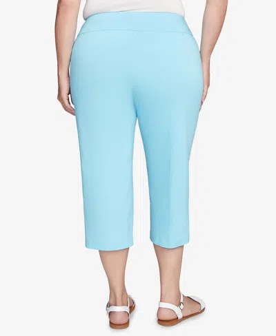 Hearts Of Palm Plus Size Solid Pull On Capri Pants In Blue