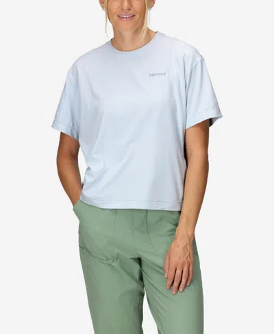 Marmot Women's Air Exchange Upf 50 Crew Short Sleeve Ribbed Collar T-shirts In White