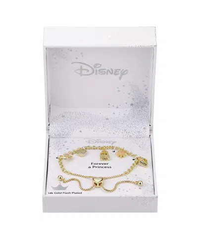 Disney Cubic Zirconia And Crystal Princess Bolo Bracelet In Gold