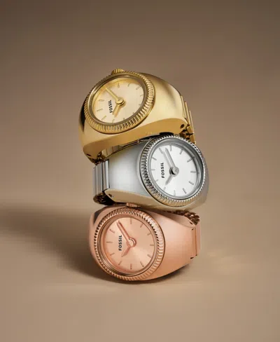 Fossil Women's Ring Watch Two-hand Rose Gold-tone Stainless Steel Bracelet Watch, 15mm In Gold / Gold Tone / Rose / Rose Gold / Rose Gold Tone