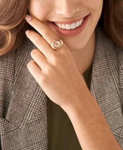 Fossil Women's Ring Watch Two-hand Rose Gold-tone Stainless Steel Bracelet Watch, 15mm In Gold / Gold Tone / Rose / Rose Gold / Rose Gold Tone