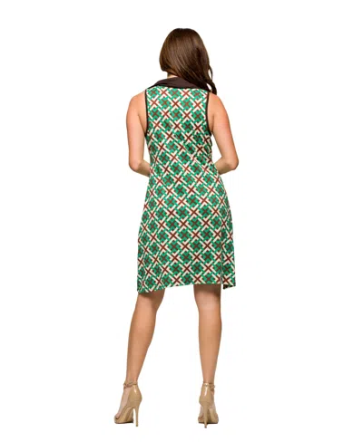 24seven Comfort Apparel Women's Sleeveless Collared Mini Dress In Green