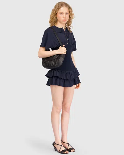 My Mum Made It Collar Fitted Frill Dress In Navy