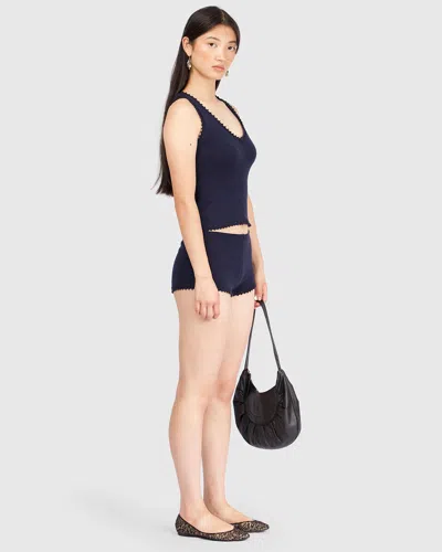 My Mum Made It Lace Knit Tank In Navy