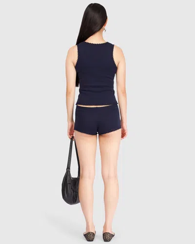 My Mum Made It Lace Knit Tank In Navy