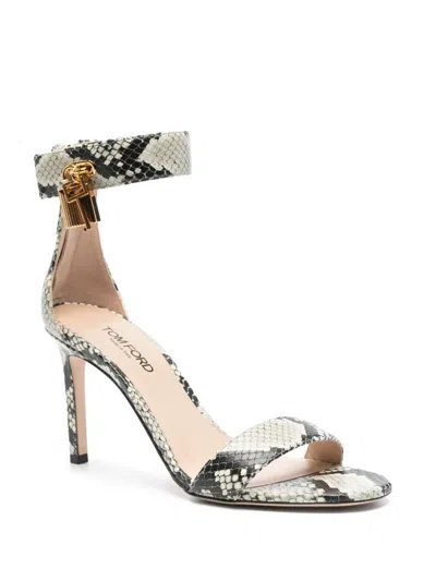 Tom Ford 90mm Padlock Sandals In Animal Print