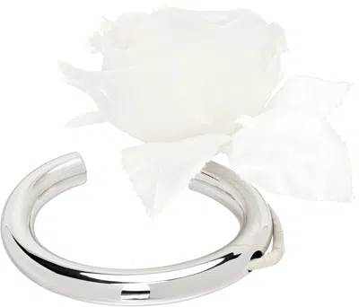 D'heygere Ssense Exclusive Bridal Capsule Flower Cuff Bracelet In Silver/yellow