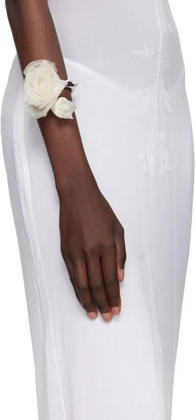 D'heygere Ssense Exclusive Bridal Capsule Flower Cuff Bracelet In Silver/yellow