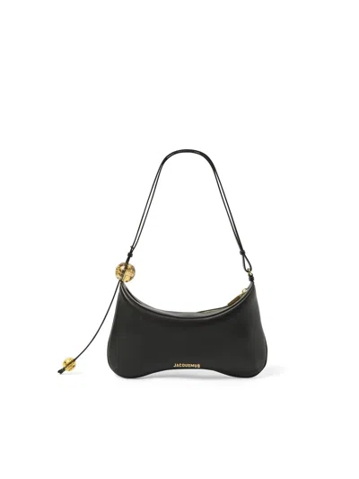 Jacquemus Le Bisou Perle Smooth Leather Bag In Black
