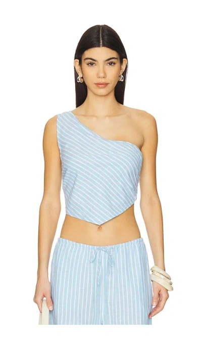 L*space June Linen Blend Asymmetric Top In Blue
