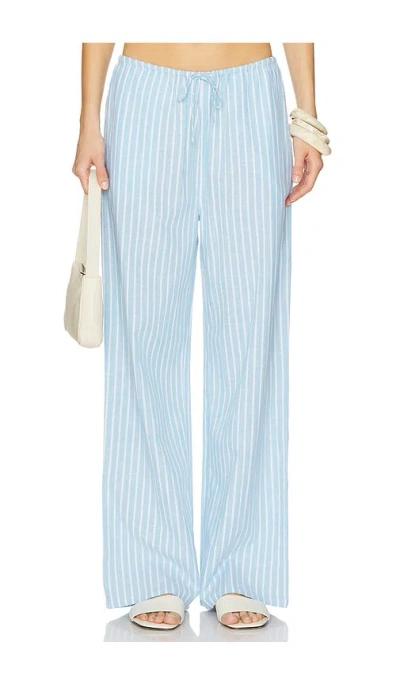 L*space Corey Linen Blend Mid-rise Wide-leg Pants In Blue