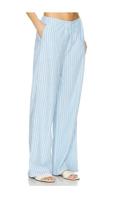 L*space Corey Linen Blend Mid-rise Wide-leg Pants In Blue