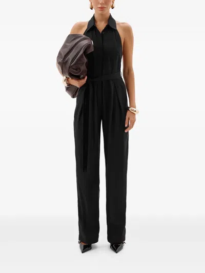 Annafoxy Belted Jumpsuit In Black