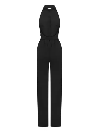 Annafoxy Belted Jumpsuit In Black