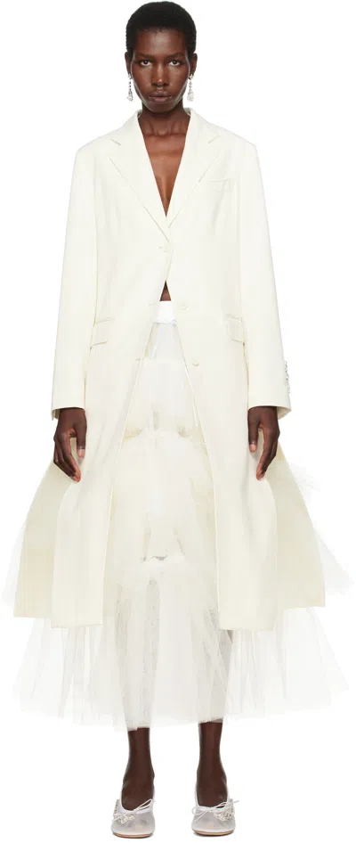 Simone Rocha Cut-out Bow Detail Coat In Cream/pearl/clear