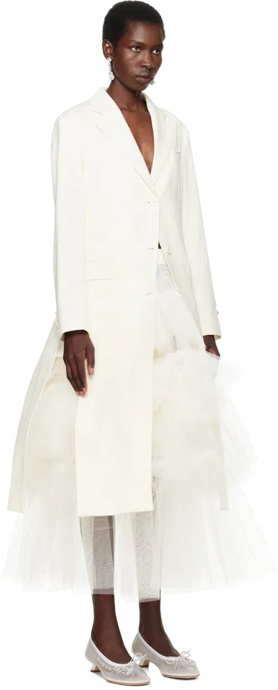 Simone Rocha Cut-out Bow Detail Coat In Cream/pearl/clear