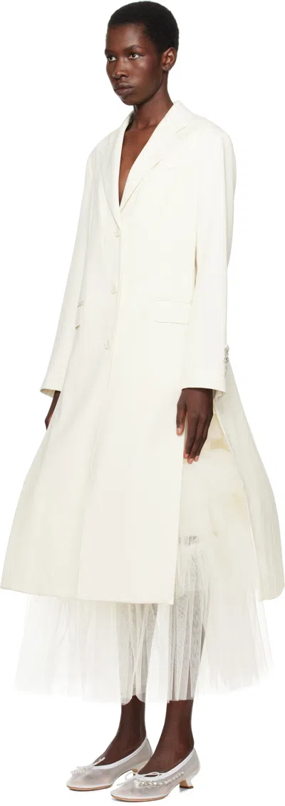 Simone Rocha Cut-out Bow Detail Coat In Cream/pearl/clear