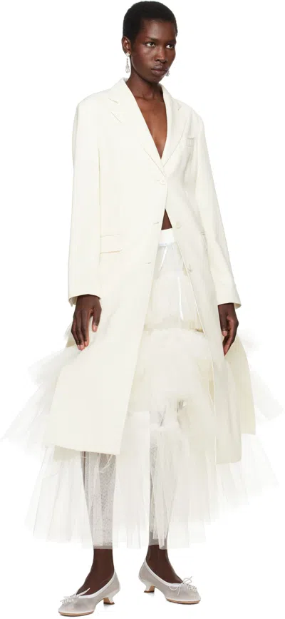 Simone Rocha Cut-out Bow Detail Coat In Cream/pearl/clear