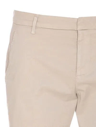 Dondup Trousers With Back Pockets And Button Detail In Neutral