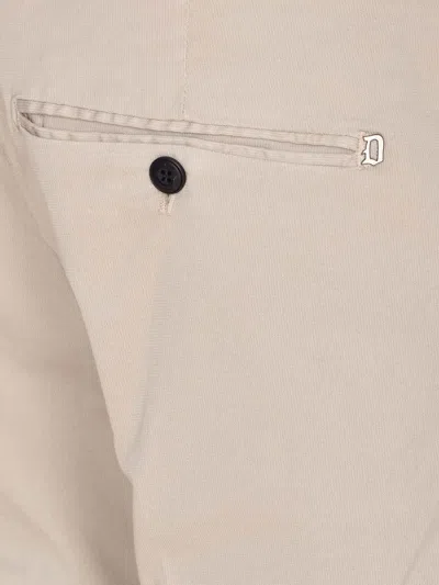 Dondup Trousers With Back Pockets And Button Detail In Neutral