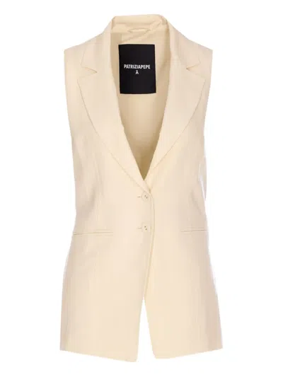 Patrizia Pepe Ivory Vest With Frontal Buttons Closure In Neutrals