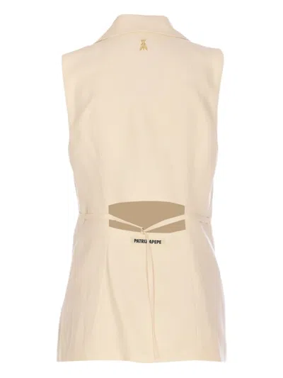 Patrizia Pepe Ivory Vest With Frontal Buttons Closure In Neutrals