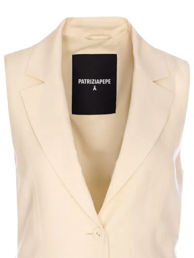 Patrizia Pepe Ivory Vest With Frontal Buttons Closure In Neutrals