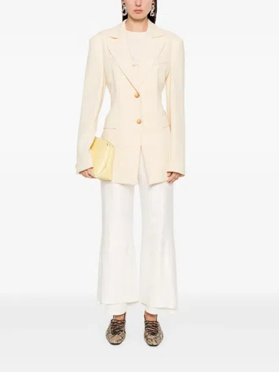 Jil Sander Flower-jacquard Trousers In Neutrals