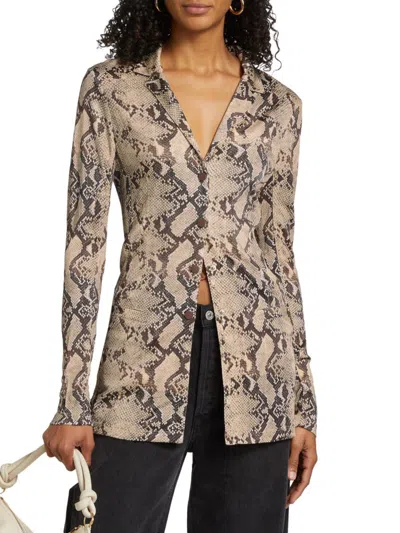 Ronny Kobo Women's Zena Snake-print Shirt In Natural Multi