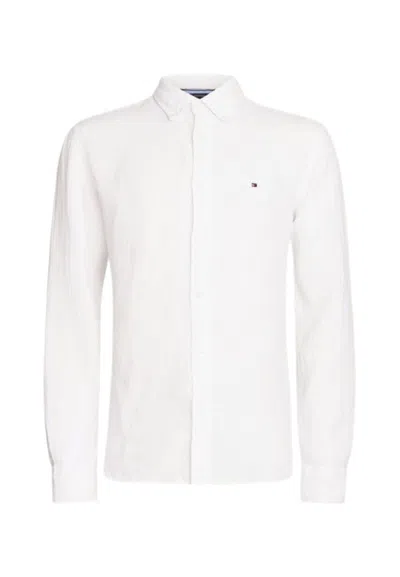Tommy Hilfiger Core Logo-embroidered Regular-fit Cotton-poplin Shirt In White