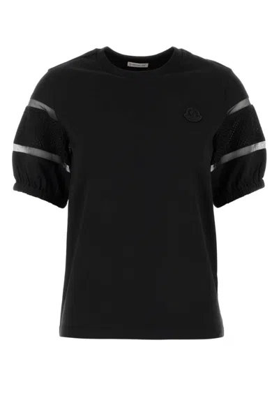 Moncler T-shirt In Cotone Nero Donna In Black