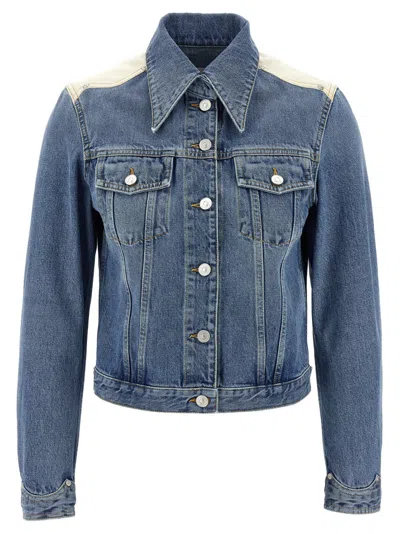 Givenchy Denim Jacket With Chest Pockets And Contrast Shoulder Panel In Blue