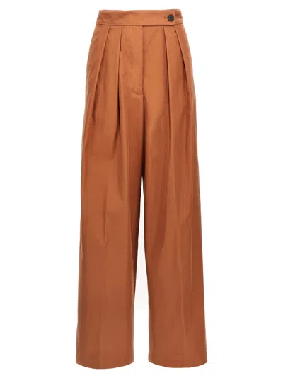 Dries Van Noten High Waist Pleated Wide Leg Trousers In Brown