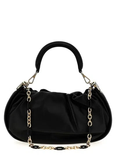 Roger Vivier Viv Choc Medium Leather Hobo Bag In Black