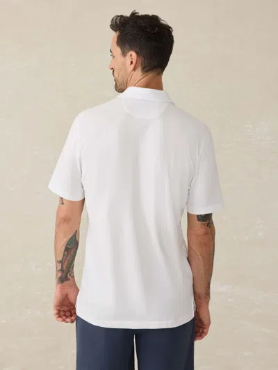 Faherty Short Sleeve Movement Pique Polo In White