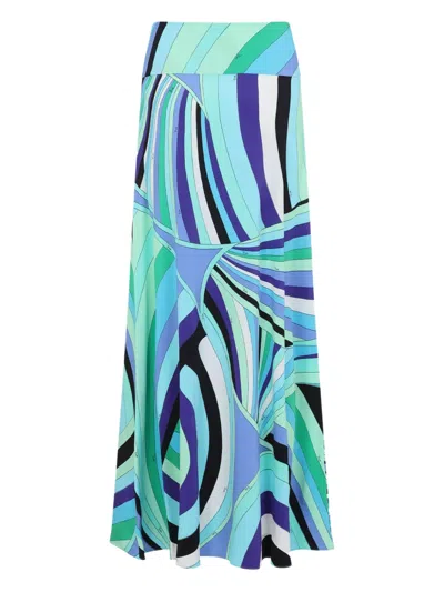 Pucci A-line Silhouette Midi Length Skirt In Blue