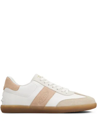 Tod's Tabs Sneakers In Smooth Leather And Suede In White