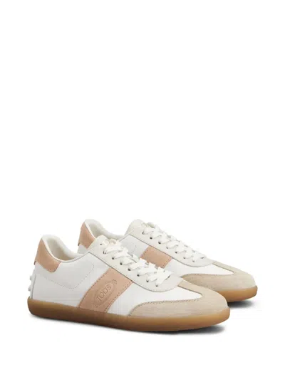 Tod's Tabs Sneakers In Smooth Leather And Suede In White