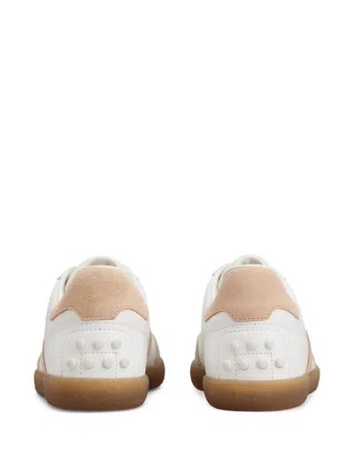 Tod's Tabs Sneakers In Smooth Leather And Suede In White