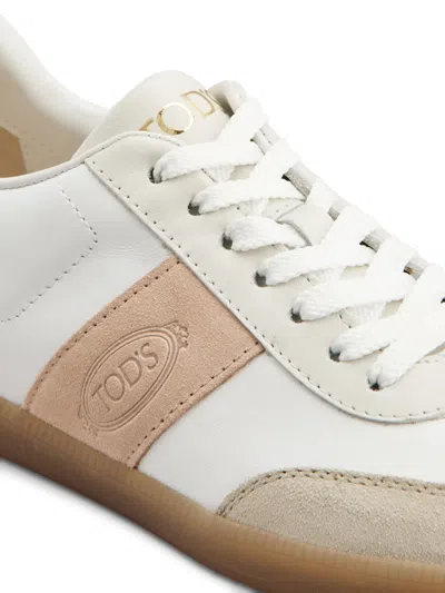 Tod's Tabs Sneakers In Smooth Leather And Suede In White