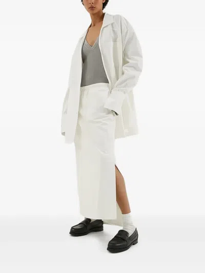 1989 Studio Popeline Pencil Skirt With Drawstringed Waist In White