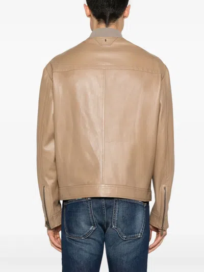 拉链袖口皮夹克