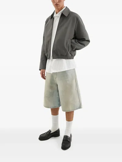 1989 Studio Lightweight Cotton Overshirt Jacket With Zip Closure In Gray